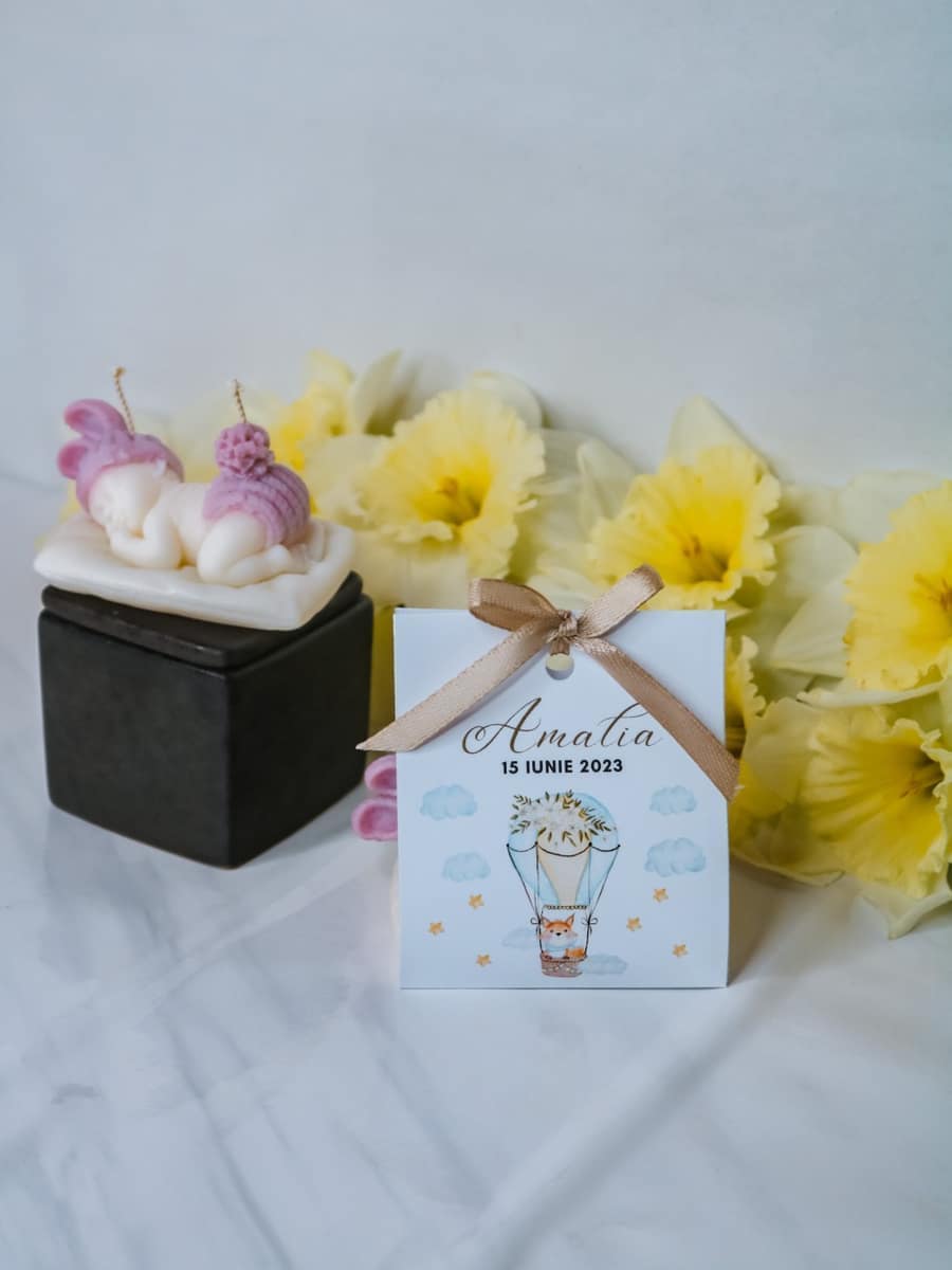 Marturii Botez lumanare BABY - cartonat & fundita - imagine 22